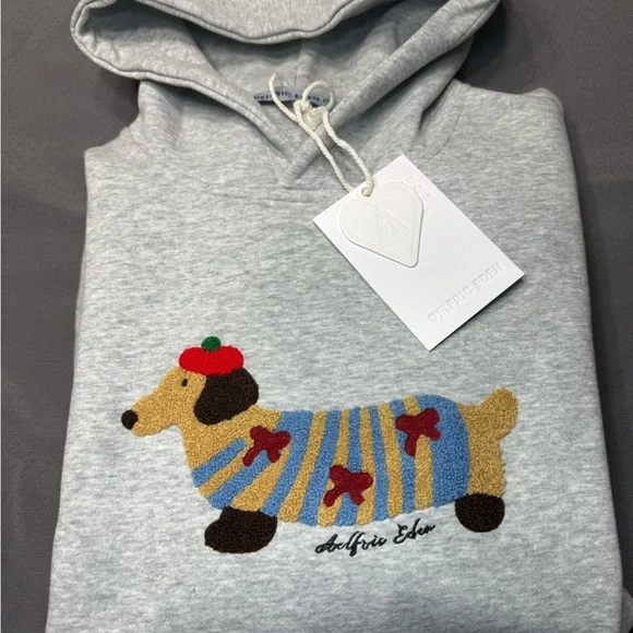 AELFRIC EDEN Gray Hoodie with Dog Embroidery - Picture 8 of 9